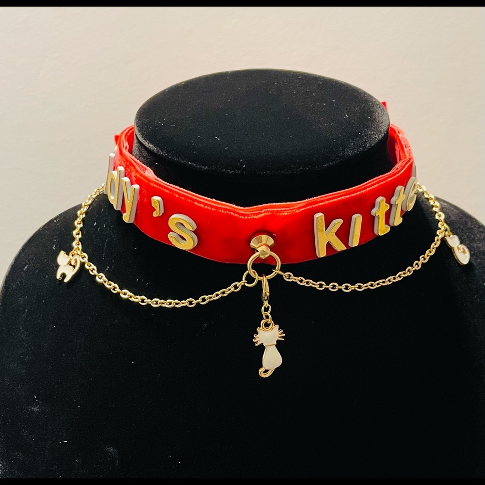 Red Velvet customizable ddlg gold letter choker